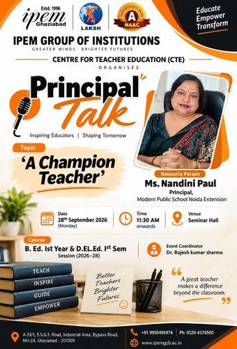 Principal Talk “A Champion Teacher”